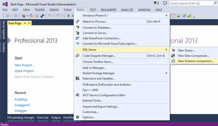 Visual Studio - SQL Server Data Tools - DBMS Tools